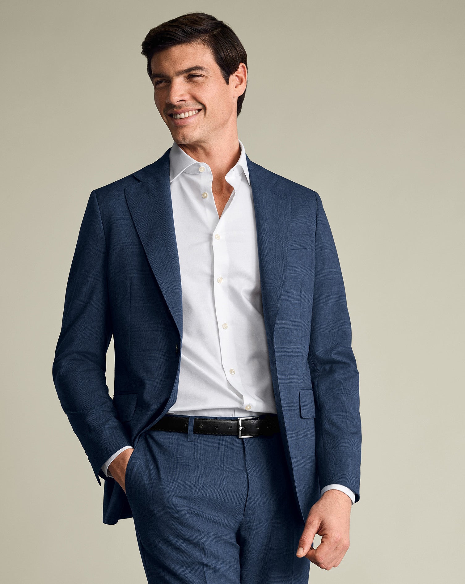 Ultimate Performance Prince Of Wales Suit Jacket Ink Blue