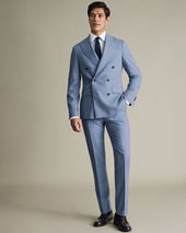 Double Breasted Ultimate Performance Sharkskin Suit Jacket Light