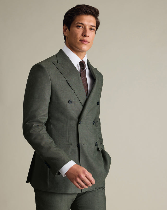 Double Breasted Ultimate Performance Sharkskin Suit Jacket – Sage Green