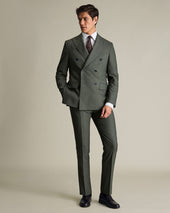 Double Breasted Ultimate Performance Sharkskin Suit Jacket Green