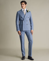Double Breasted Ultimate Performance Sharkskin Suit Light