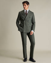 Double Breasted Ultimate Performance Sharkskin Suit - Sage Green