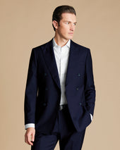 Double Breasted Italian Suit Jacket - Dark Navy