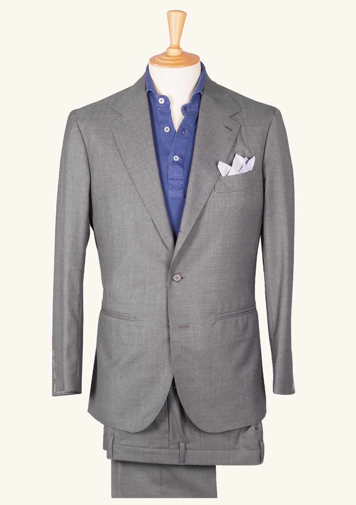 Grey Wool Single Breasted Suit