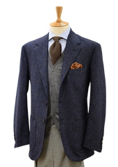 Blue Donegal Wool Single-breasted Jacket
