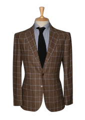 Brown Unstructured Jacket with Blue Check