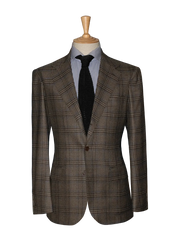 Taupe Prince of Wales Unstructured Jacket with Blue Stripe