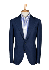 Navy Blue Herringbone Unstructured Jacket