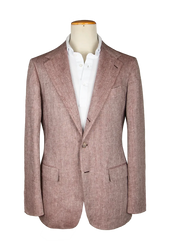 Rosé Herringbone Linen Unstructured Jacket