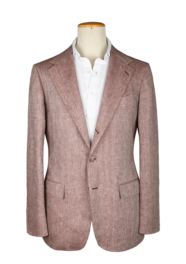Rosé Herringbone Linen Unstructured Jacket