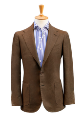 Brown Linen Unstructured Jacket
