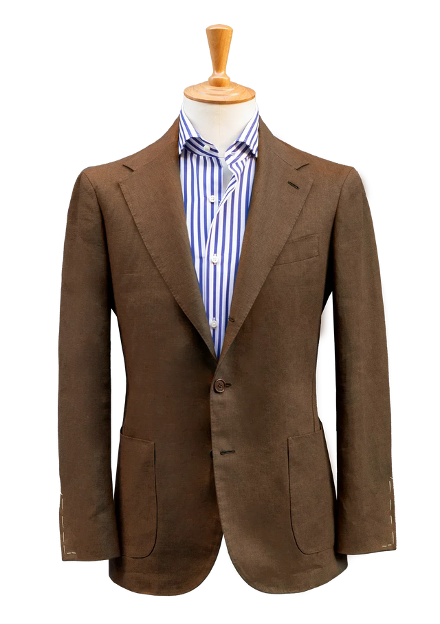 Brown Linen Unstructured Jacket