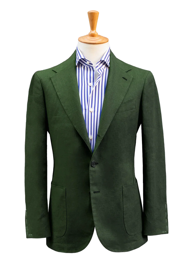 Green Linen Unstructured Jacket
