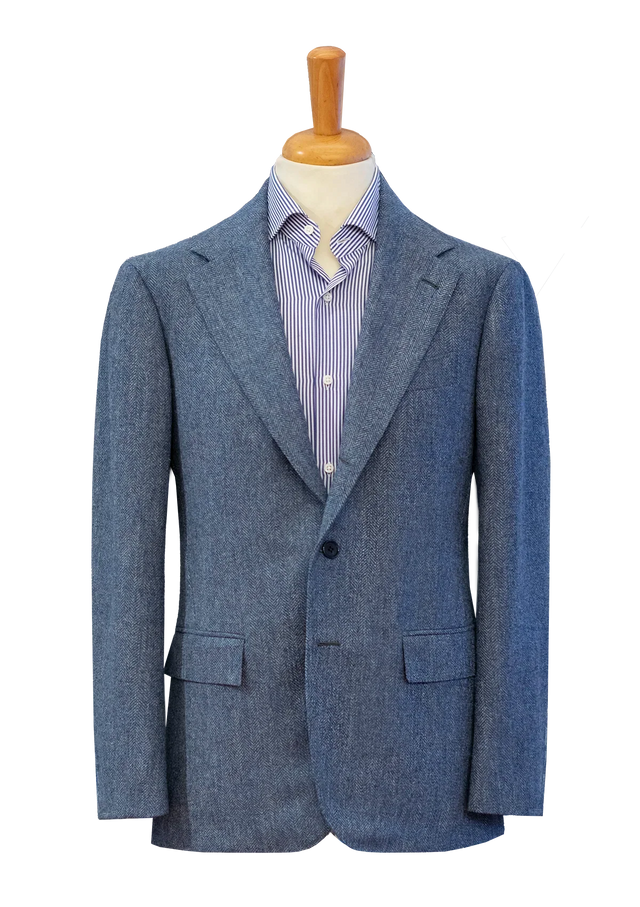 Light Blue Unstructured Herringbone Jacket