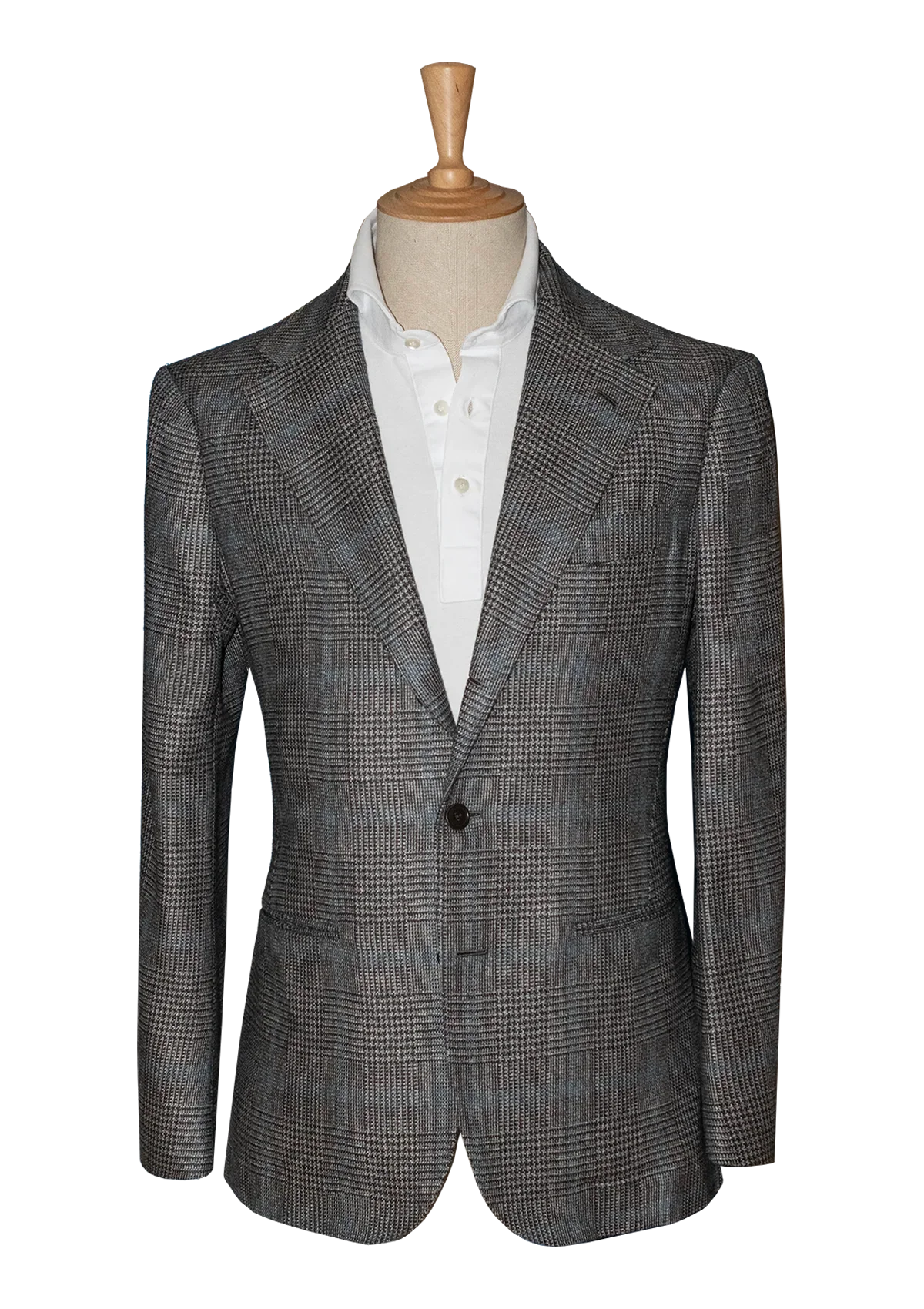 Grey Check Unstructured Jacket With Blue Stripe