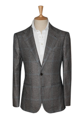 Grey Check Unstructured Jacket with blue stripe