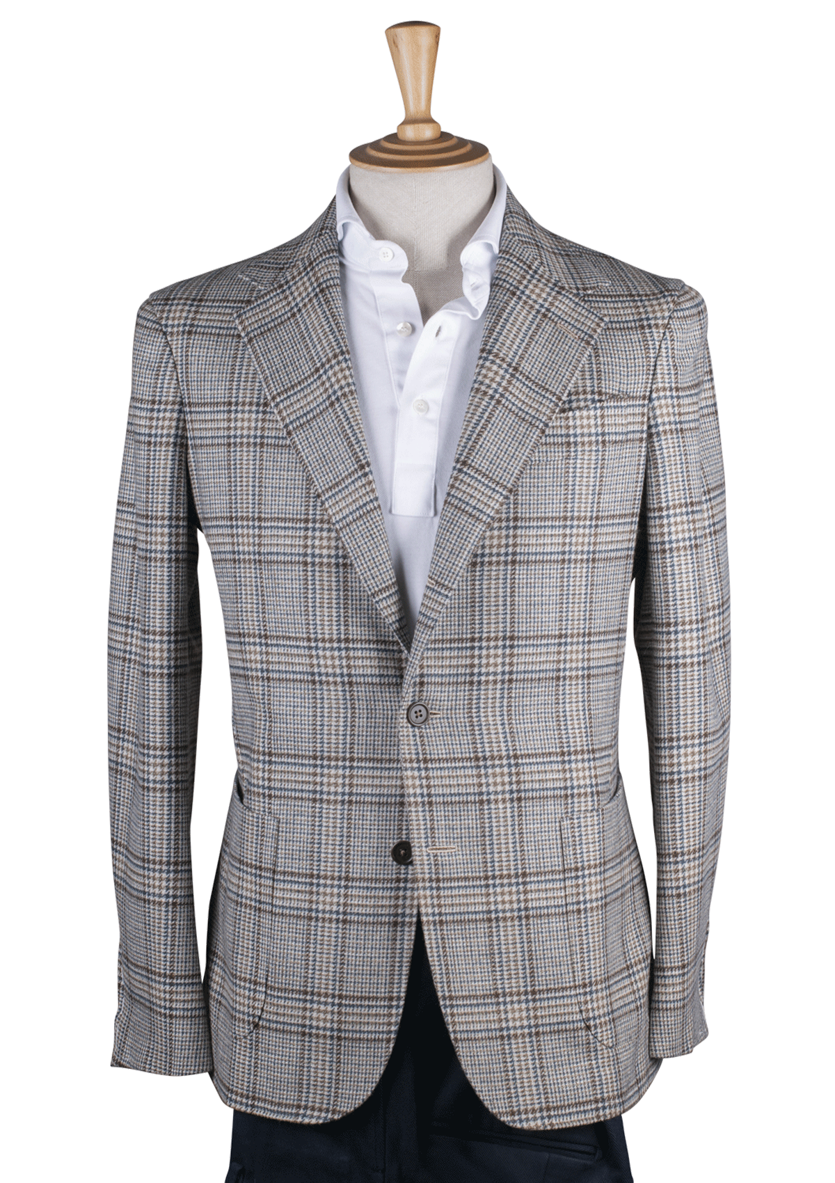 Checked Unstructured Jacket With Turquoise Stripe