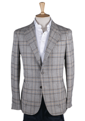 Checked Unstructured Jacket with Brown & Turquoise stripe