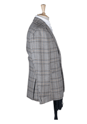 Checked Unstructured Jacket With Turquoise Stripe