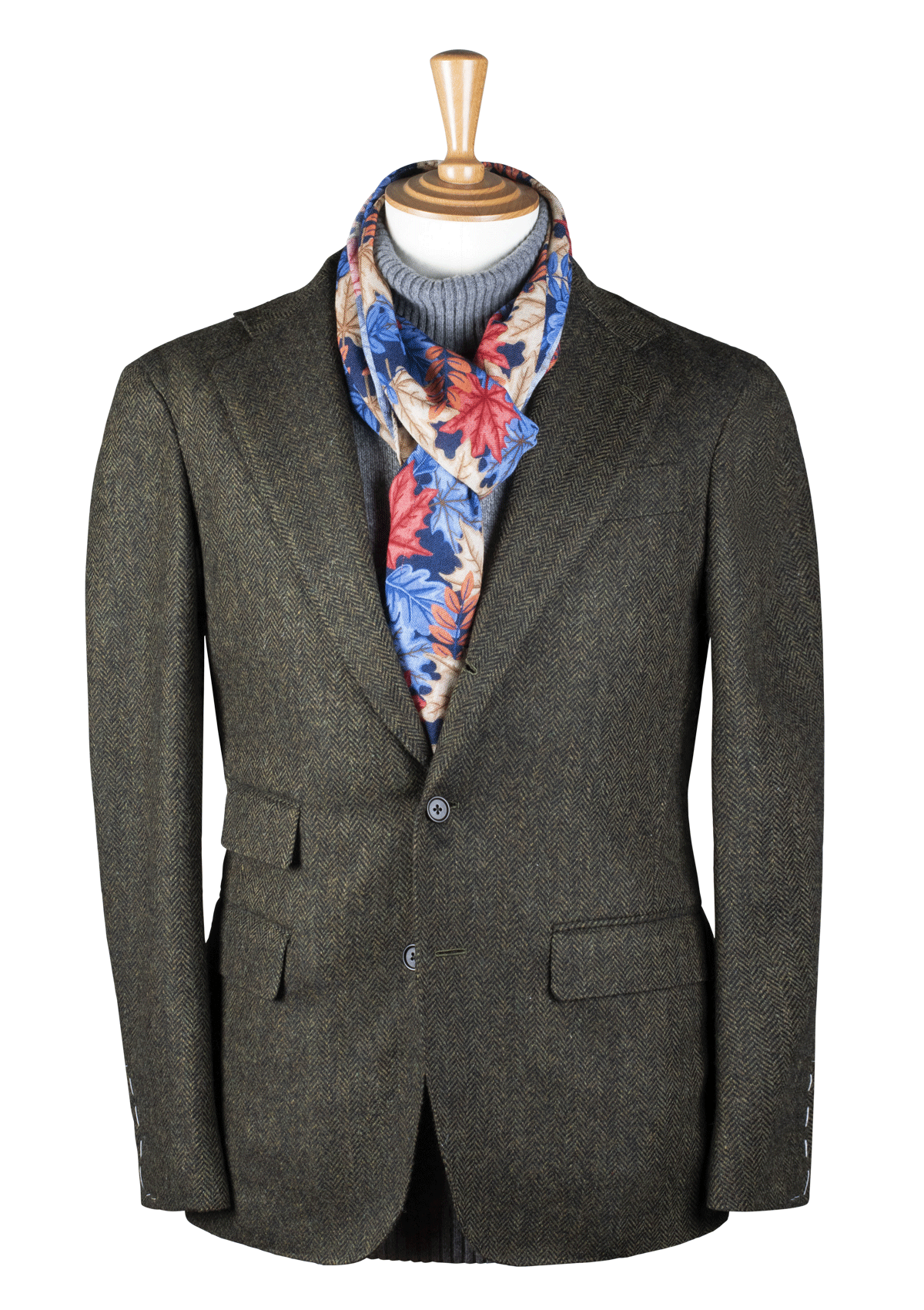 Green Harringbone Unstructured Jacket