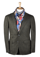Forest Green Harringbone Unstructured Jacket
