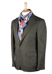 Green Harringbone Unstructured Jacket