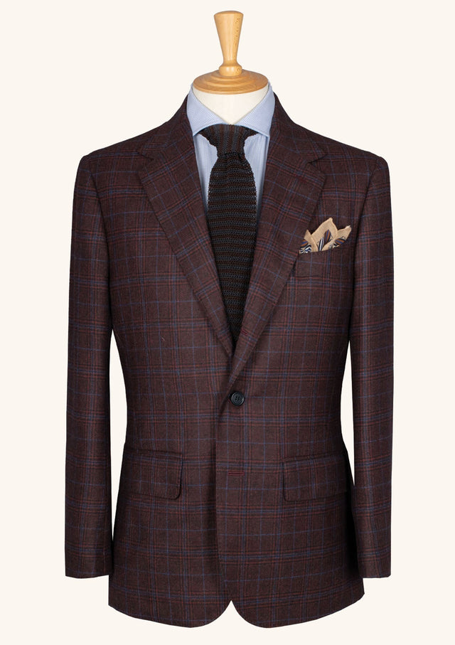 Burgundy Checked Cashmere Blend Jacket