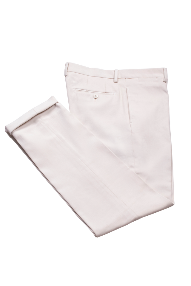 Cream Fustagno Cotton Twill Trousers