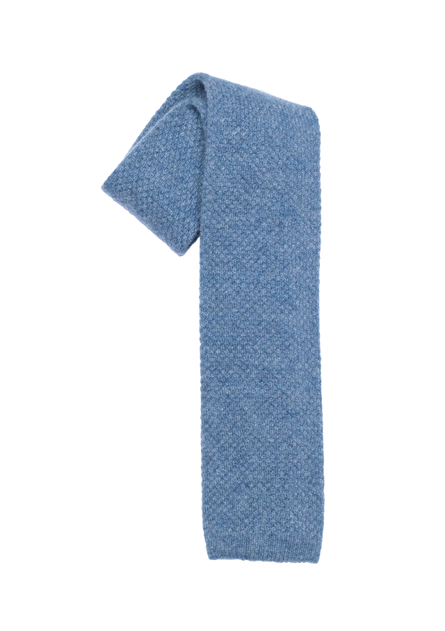 Sky Blue Melange Wool Maglia Tie