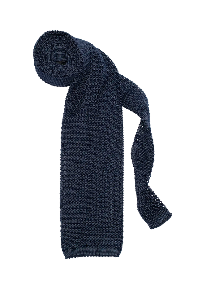 Dark Azure Silk Maglia Tie