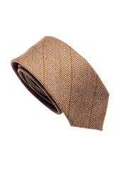 Brown Overcheck Wool Classic Tie, Pattern 07