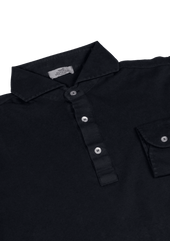 Blue Stone Washed Cotton Polo Shirt