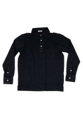 Navy Blue Stone Washed Cotton Polo Shirt