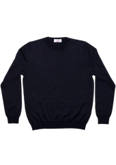 Navy Blue Cotton Crewneck Sweater