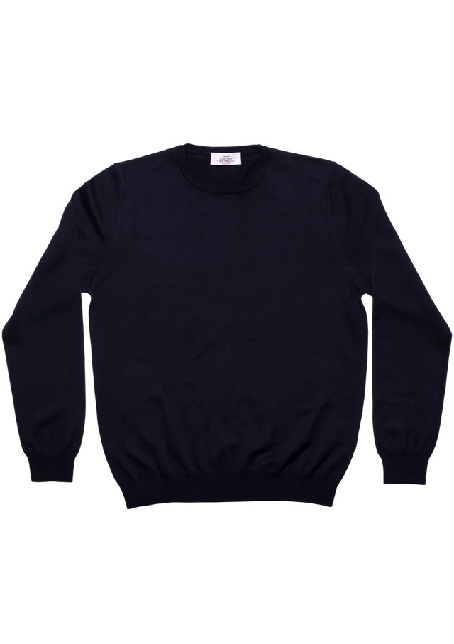 Navy Blue Cotton Crewneck Sweater