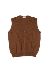 Brown V-neck Cotton Waistcoat