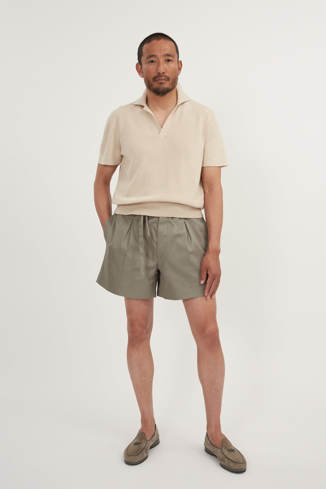 Short Sleeve Polo (Sand Cotton Mouliné)