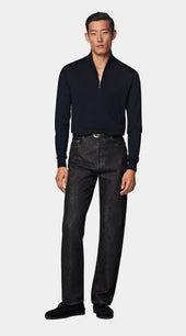 Navy Merino Half Zip