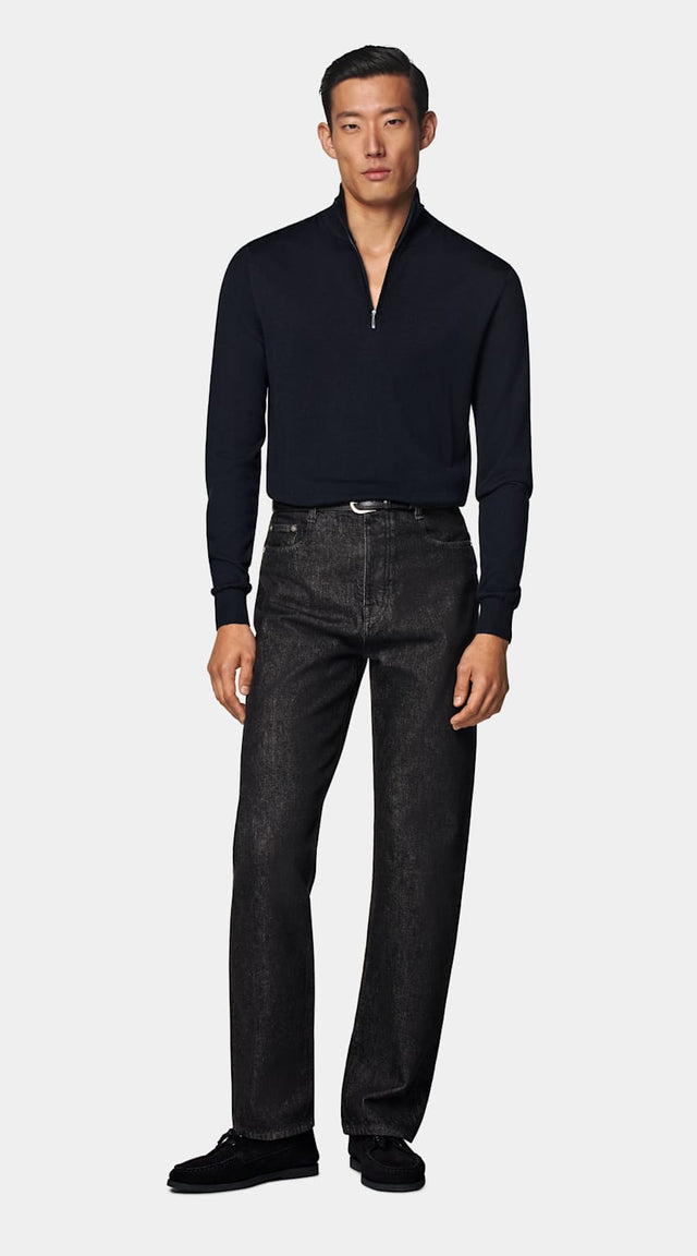Navy Merino Half Zip