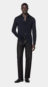 Navy Long Sleeve Polo Cardigan