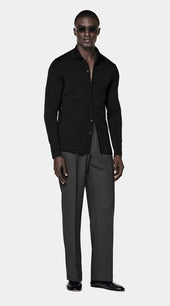 Black Long Sleeve Polo Cardigan