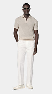 Sand Crochet Buttonless Polo