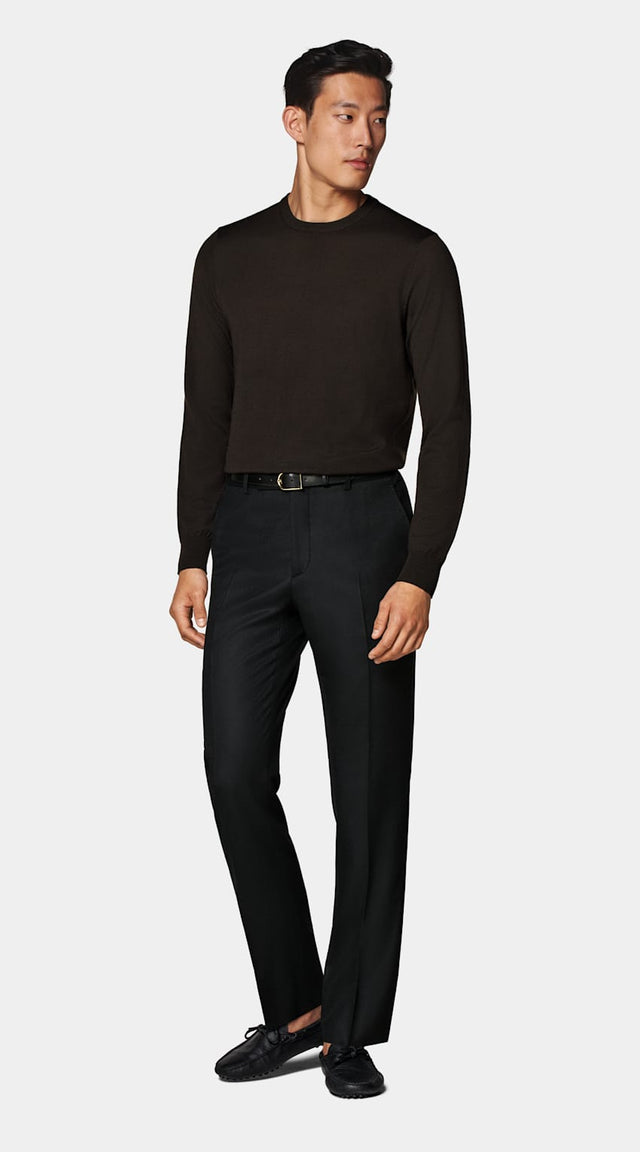 Dark Brown Merino Crewneck