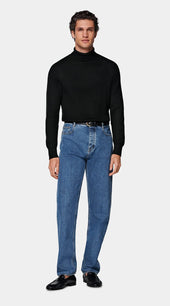 Black Ribbed Turtleneck