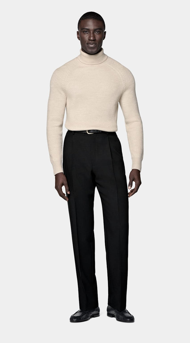 Sand Ribbed Turtleneck