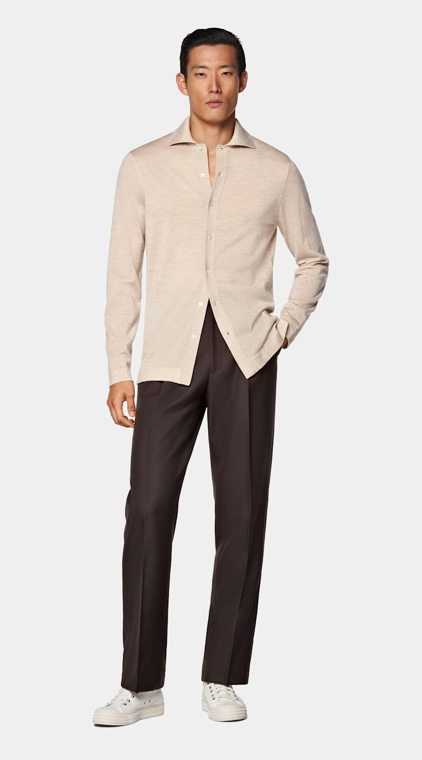 Merino Long Sleeve Polo Cardigan