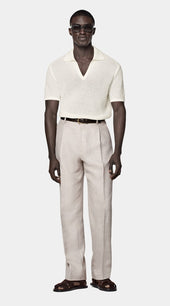Off-White Crochet Buttonless Polo