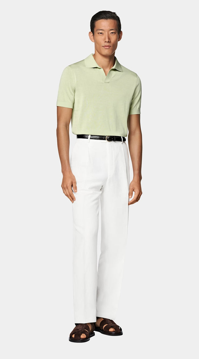 Light Green Buttonless Polo