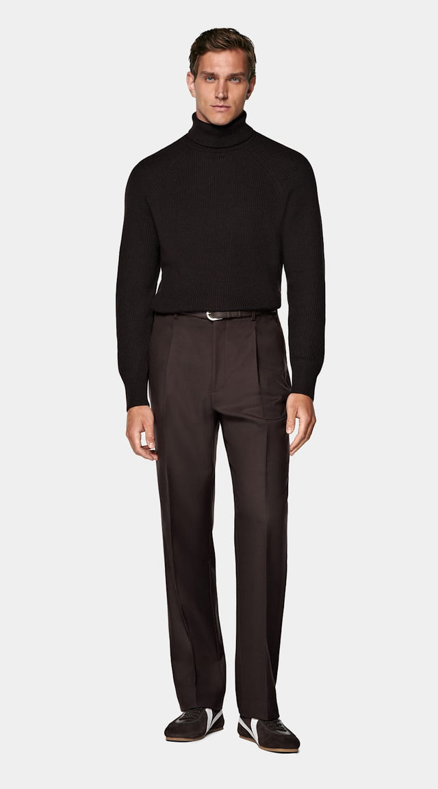 Dark Brown Ribbed Turtleneck