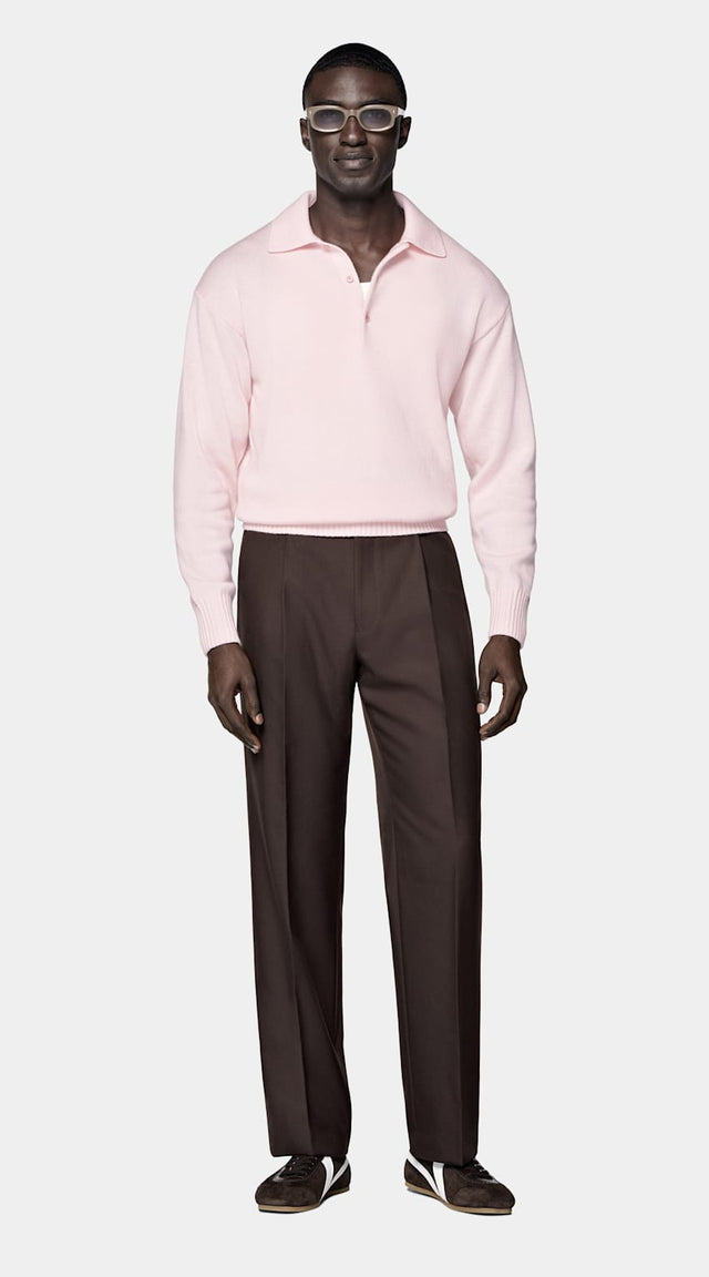 Pink Long Sleeve Polo